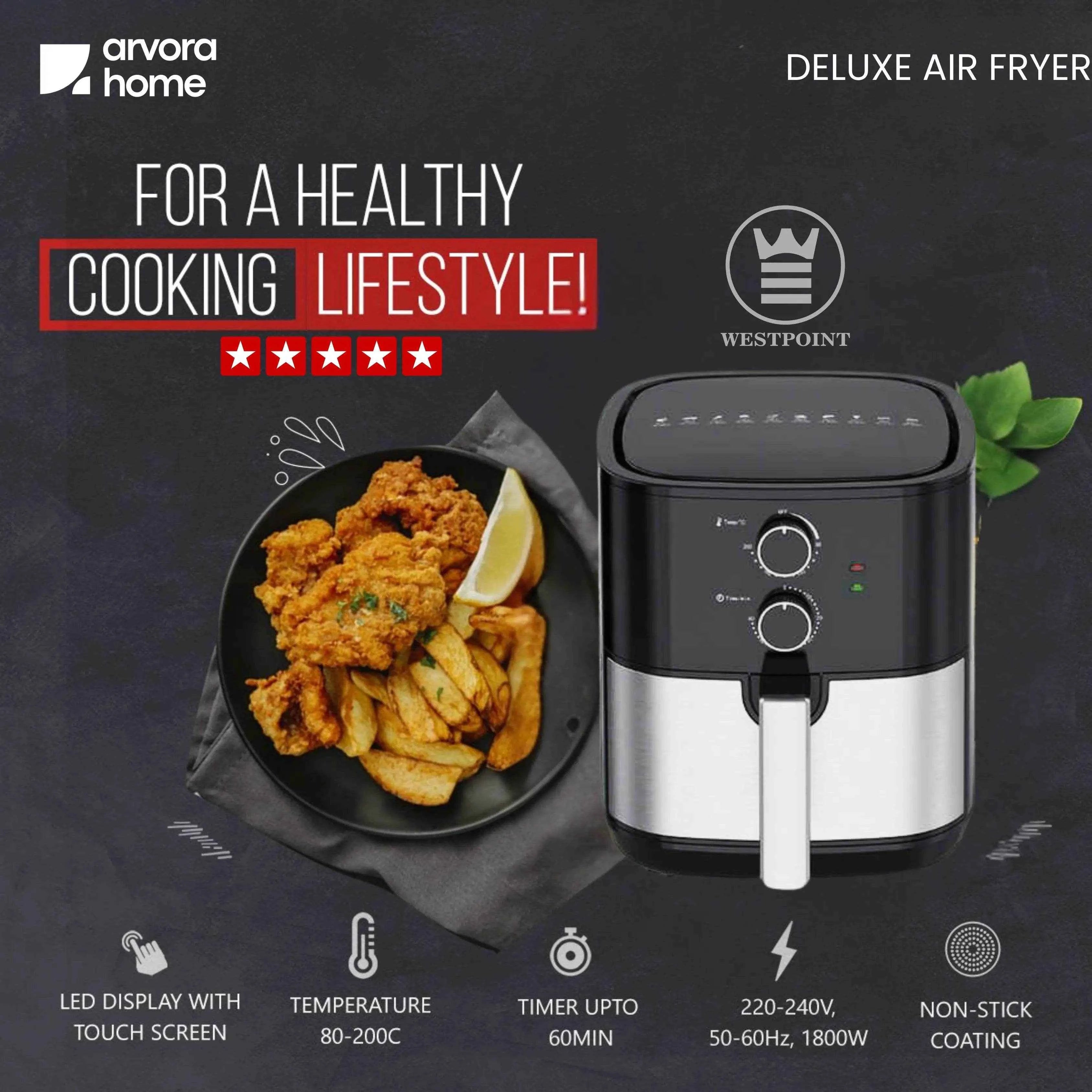 Westpoint Deluxe Air Fryer  “ WF-5253 (6L Capacity, Official Warranty)