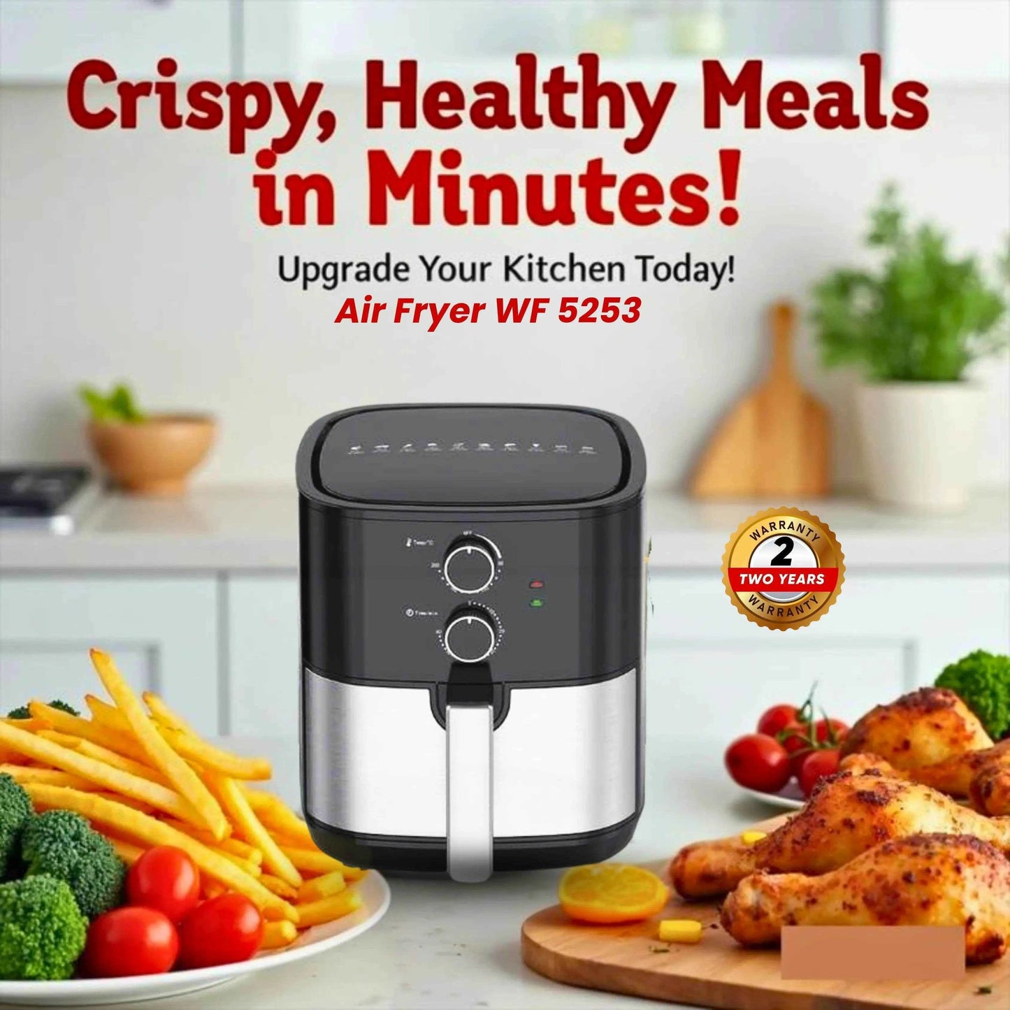 Westpoint Deluxe Air Fryer  “ WF-5253 (6L Capacity, Official Warranty)